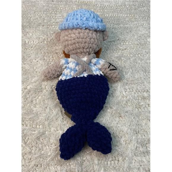 New Handmade Crochet Mr. Merman Child's Snuggler/Lovey - Picture 3 of 5